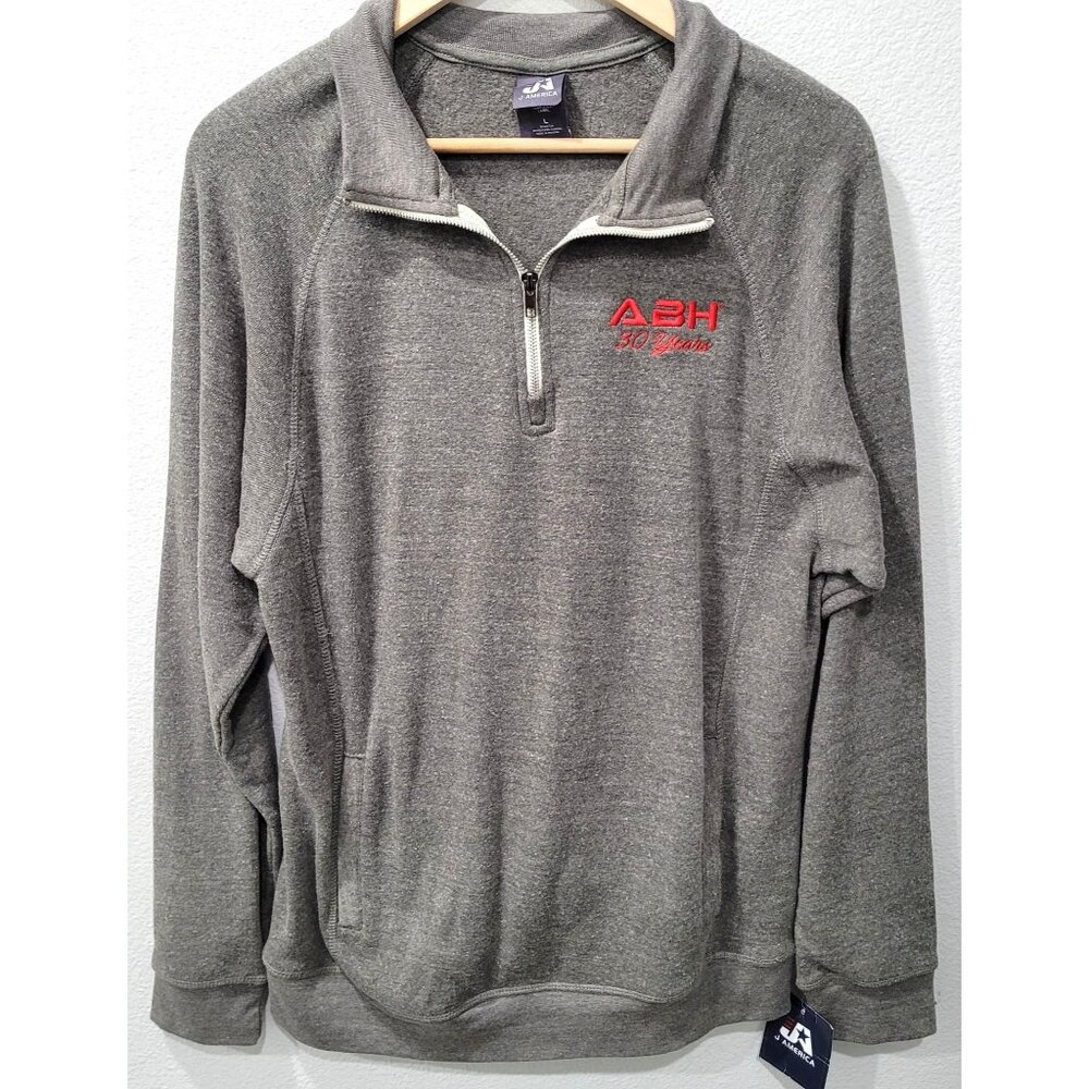 Mens J. America Gray 1/4-Zip Pullover Sweater Size L Made for ABH Hardware